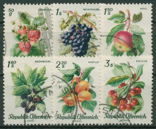 Österreich 1966 Pflanzen Obst Obstsorten 1223/28 gestempelt