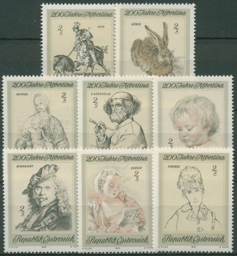 Österreich 1969 Kunstmuseum Albertina Wien Gemälde 1307/14 postfrisch