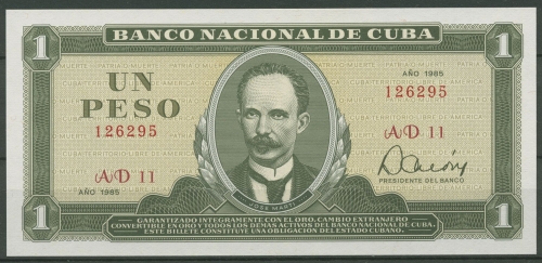 Kuba 1 Peso 1985, KM 102 b kassenfrisch (K442)