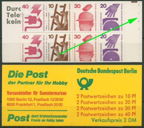 Berlin Markenheftchen 1974 Unfallverhütung mit Bogen-Nr. MH 9 d IIa postfrisch