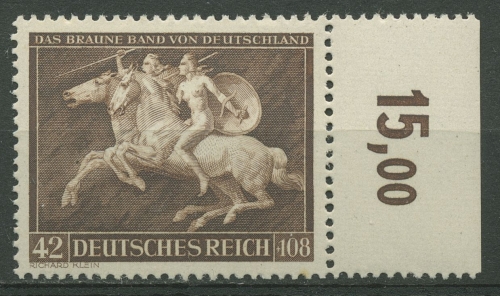 Deutsches Reich 1941 Galopprennen Braunes Band 780 Rand rechts postfrisch