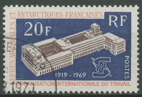 Franz. Antarktis 1970 50 Jahre Int. Arbeitsorganisation IAO Genf 55 gestempelt