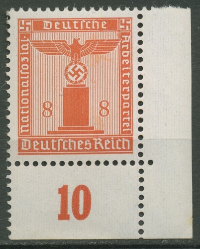 Deutsches Reich Dienst 1942/44 Platte Unterrand D 160 P UR Ecke 4 postfrisch