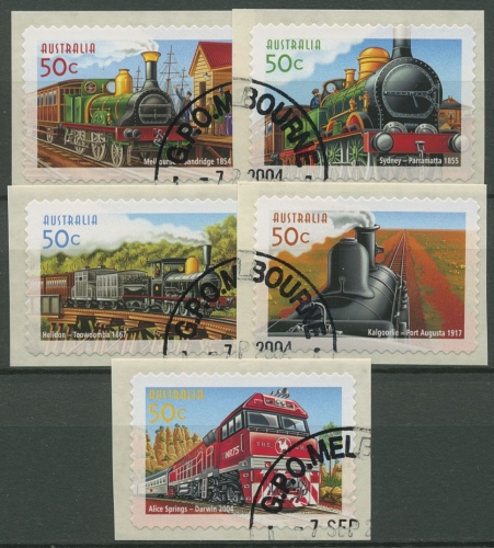 Australien 2004 150 Jahre Eisenbahn in Australien 2361/65 gestempelt