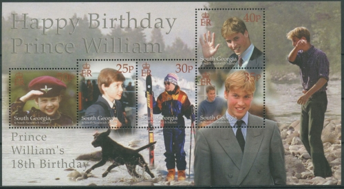 Südgeorgien 2000 18. Geburtstag von Prinz William Block 10 postfrisch (C21480)