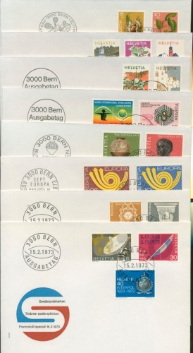 Schweiz 1973 Ersttagsbriefe Jahrgang 1973 FDC komplett (F5493)