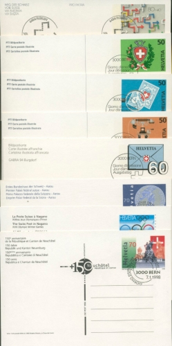 Schweiz 8 Ganzsachen mit Erstagsstempeln aus 1990/98 (XL5472)
