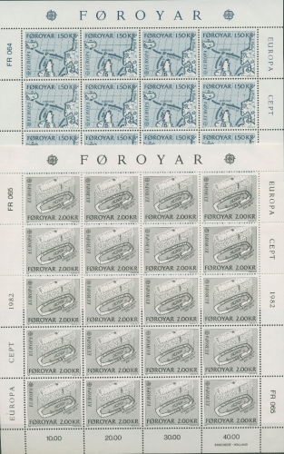Färöer 1982 Europa CEPT Historische Ereignisse 70/71 Bogen postfrisch (SG96589)