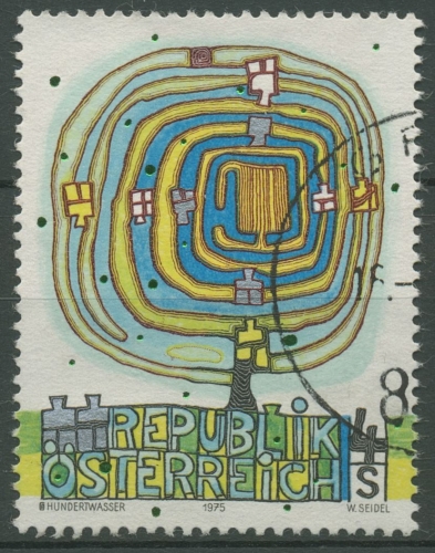 Österreich 1975 Kunst Gemälde Friedensreich Hundertwasser 1505 gestempelt