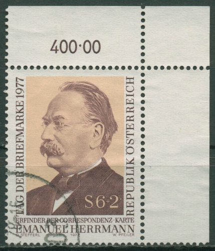 Österreich 1977 Tag der Briefmarke Postkarten E. Hermann 1563 Ecke gestempelt