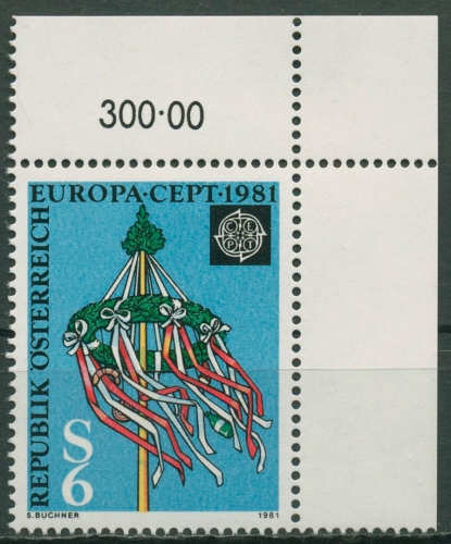 Österreich 1981 Europa CEPT Folklore Maibaum 1671 Ecke postfrisch