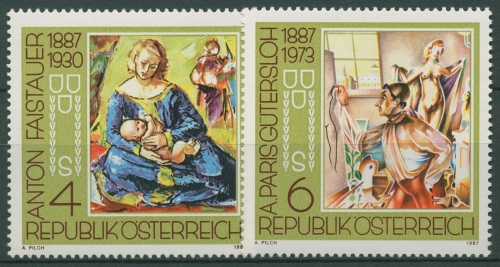 Österreich 1987 Kunst Gemälde Faistauer Albert Paris-Gütersloh 1874/75 postfr.