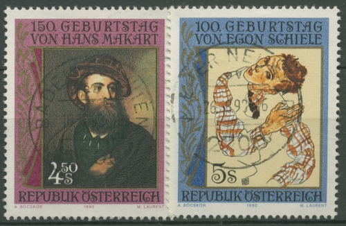 Österreich 1990 Maler Hans Makart Egon Schiele Gemälde 1991/92 gestempelt