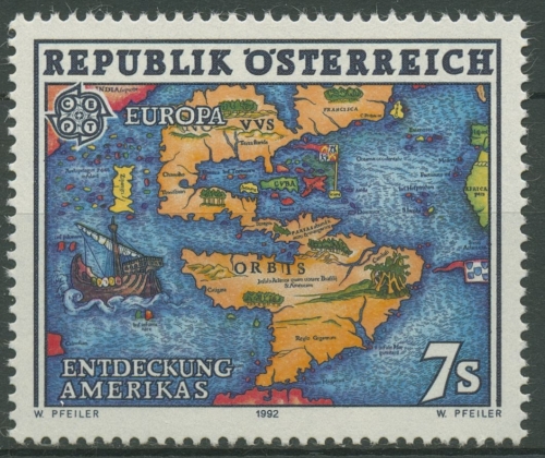 Österreich 1992 Europa CEPT Entdeckung Amerikas Landkarte 2062 postfrisch