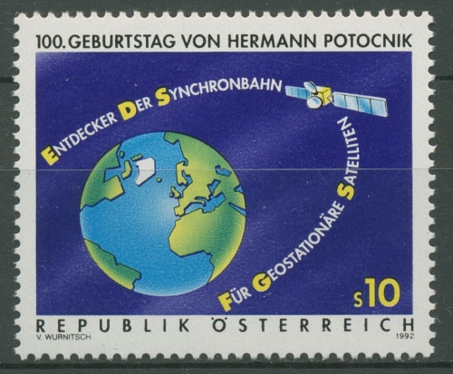 Österreich 1992 Raumfahrt Satellit Hermann Potocnik 2082 postfrisch