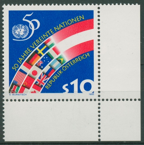 Österreich 1995 Vereinte Nationen UNO Flaggen 2162 Ecke postfrisch