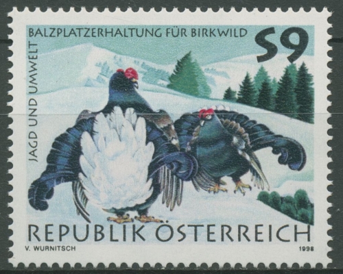 Österreich 1998 Jagd und Umwelt Tiere Birkhuhn 2244 postfrisch