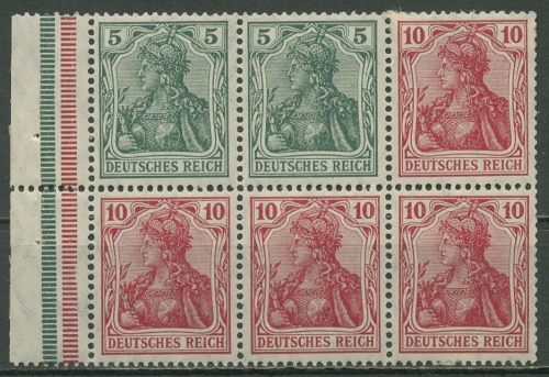 Deutsches Reich 1913/16 Heftchenblatt Germania H.-Bl. 9 Iab A 3.1 mit Falz