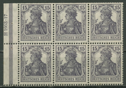Deutsches Reich 1917 Heftchenblatt Germania H.-Bl. 15 a A HAN 2 postfrisch