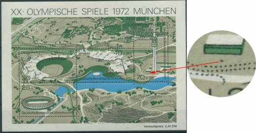 Bund 1972 Olympiade Plattenfehler Block 7 I postfrisch (C7171)