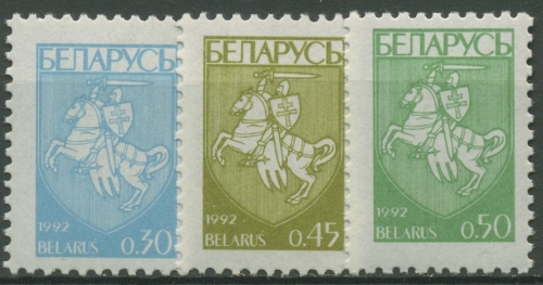 Weißrussland 1992 Freimarken Staaswappen 14/16 postfrisch