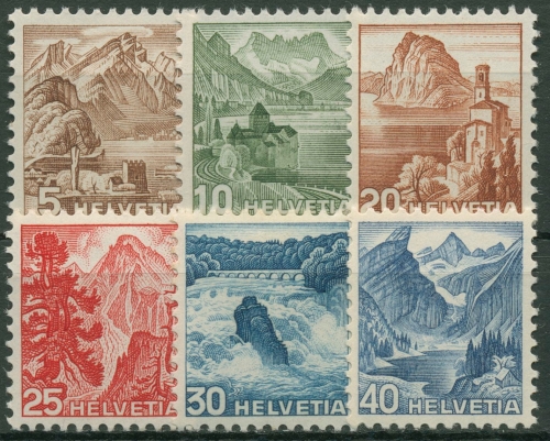Schweiz 1948 Landschaften Sehenswürdigkeiten Bauwerke 500/05 postfrisch