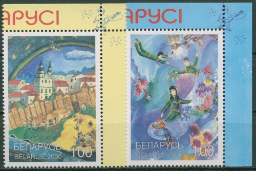 Weißrussland 2000 Millennium Malwettbewerb Zeichnungen 394/95 Ecke postfrisch