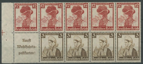 Dt. Reich 1935 Markenheftchenblatt Volkstrachten H-Bl. 104 B3 postfrisch