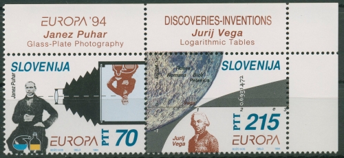Slowenien 1994 Europa CEPT Entdeckungen Erfindungen 80/81 ZD Ecke postfrisch