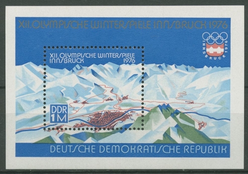 DDR 1975 Olympia Winterspiele Innsbruck Block 43 postfrisch (C96768)