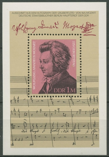 DDR 1981 Komponist Wolfgang A.Mozart Block 62 postfrisch (C96824)