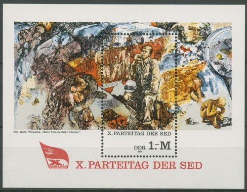 DDR 1981 Parteitag SED Gemälde Block 63 postfrisch (C96827)