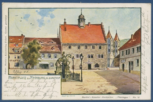 Marktplatz zu Freyburg an der Unstrut, gelaufen 1901 (AK3903)