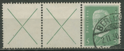 Dt. Reich Zusammendrucke 1932 Reichspräsidenten W 27.2 gestempelt, vorgefaltet