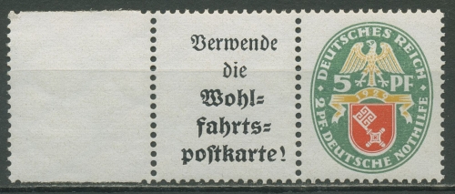 Deutsches Reich Zusammendrucke 1929 Nothilfe W 34 LR mit Falz