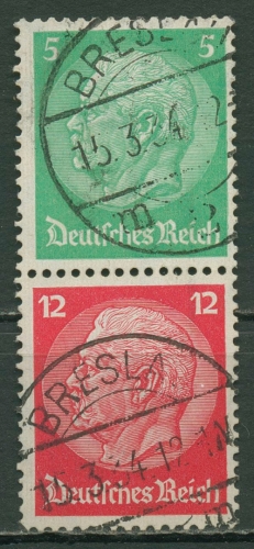 Dt. Reich Zusammendrucke 1933 Hindenburg WZ 2 Waffeln S 106 gestempelt