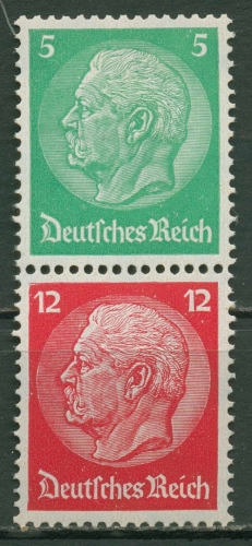 Dt. Reich Zusammendrucke 1933 Hindenburg WZ 2 Waffeln S 106 mit Falz
