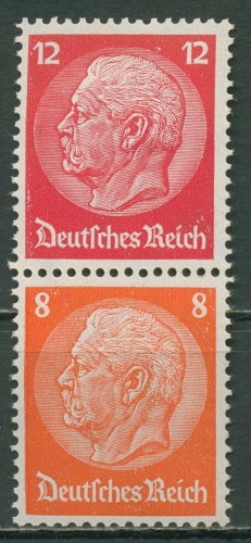 Dt. Reich Zusammendrucke 1933 Hindenburg WZ 2 Waffeln S 110 mit Falz