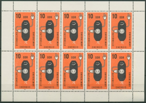 DDR 1981 Energie sparen Braunkohlebrikett Kleinbogen 2601 K postfrisch (C97012)
