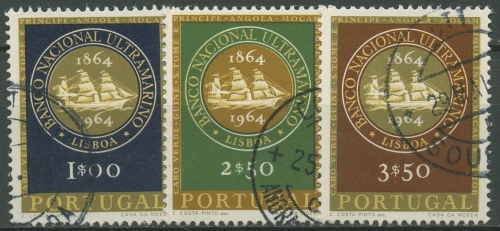 Portugal 1964 Nationale Überseebank Segelschiff 957/59 gestempelt