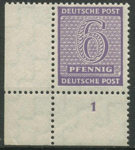 SBZ West-Sachsen 1945 Ziffern 129 X w Ecke unten links postfrisch