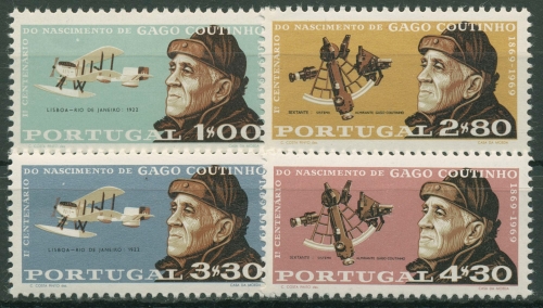 Portugal 1969 Luftfahrt Pilot Carlos Viegas Gago Coutinho 1084/87 postfrisch