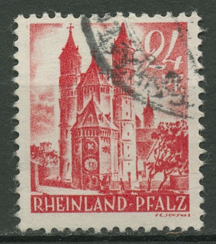 Franz. Zone: Rheinland-Pfalz 1947 Wormser Dom Type V, 8 y v V gestempelt