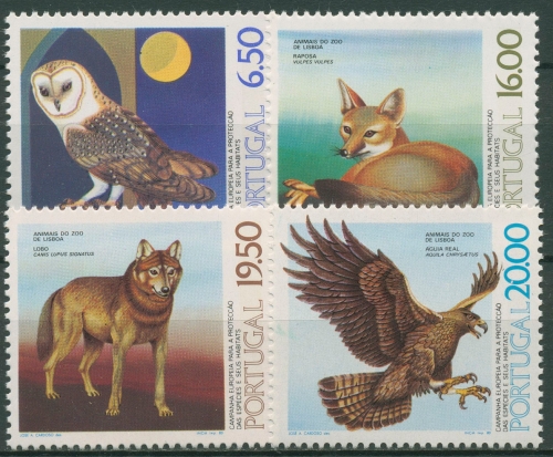 Portugal 1980 Tierschutz Zoo Lissabon Eule Fuchs Wolf Adler 1490/93 postfrisch