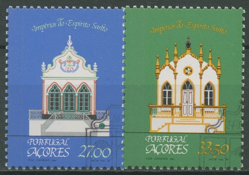 Portugal - Azoren 1982 Regionale Architektur Kapellen 354/55 gestempelt