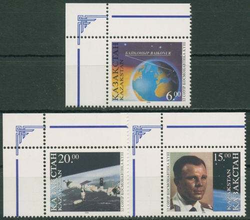 Kasachstan 1996 Tag der Kosmonautik Jurij Gagarin 115/17 Ecke postfrisch