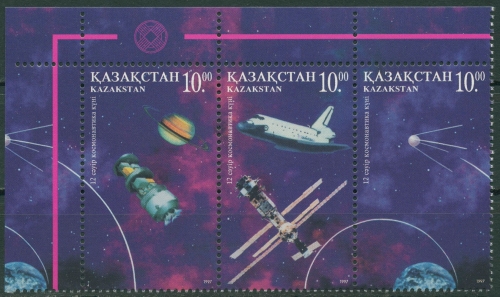 Kasachstan 1997 Tag der Kosmonautik Sputnik 1 MIR 163/65 ZD Ecke postfrisch