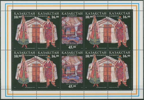 Kasachstan 1996 Trachten Kleinbogen 145/47 K postfrisch (C97073)