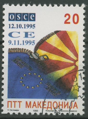 Makedonien 1995 Beitritt zu Europarat und OSZE 61 gestempelt
