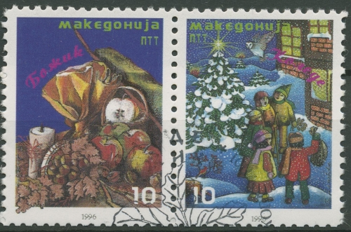 Makedonien 1996 Weihnachten Weihnachtsmotive 76/77 ZD gestempelt
